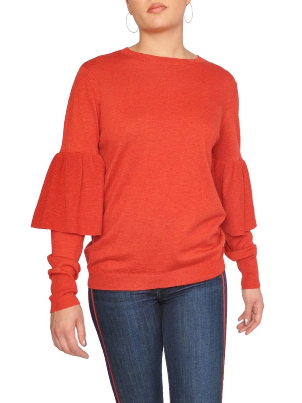 Just Female Red Bell Statement Sleeve Sweater